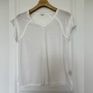 POL White V-Neck Short Sleeve Women's Tee